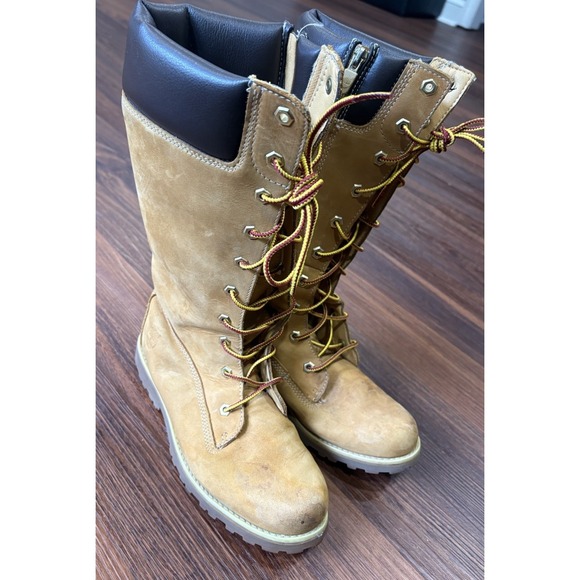 Timberland Tall Boots Girls Women's Size 4.5 Trail Wheat Nubuck Boots 83980 - Picture 8 of 13